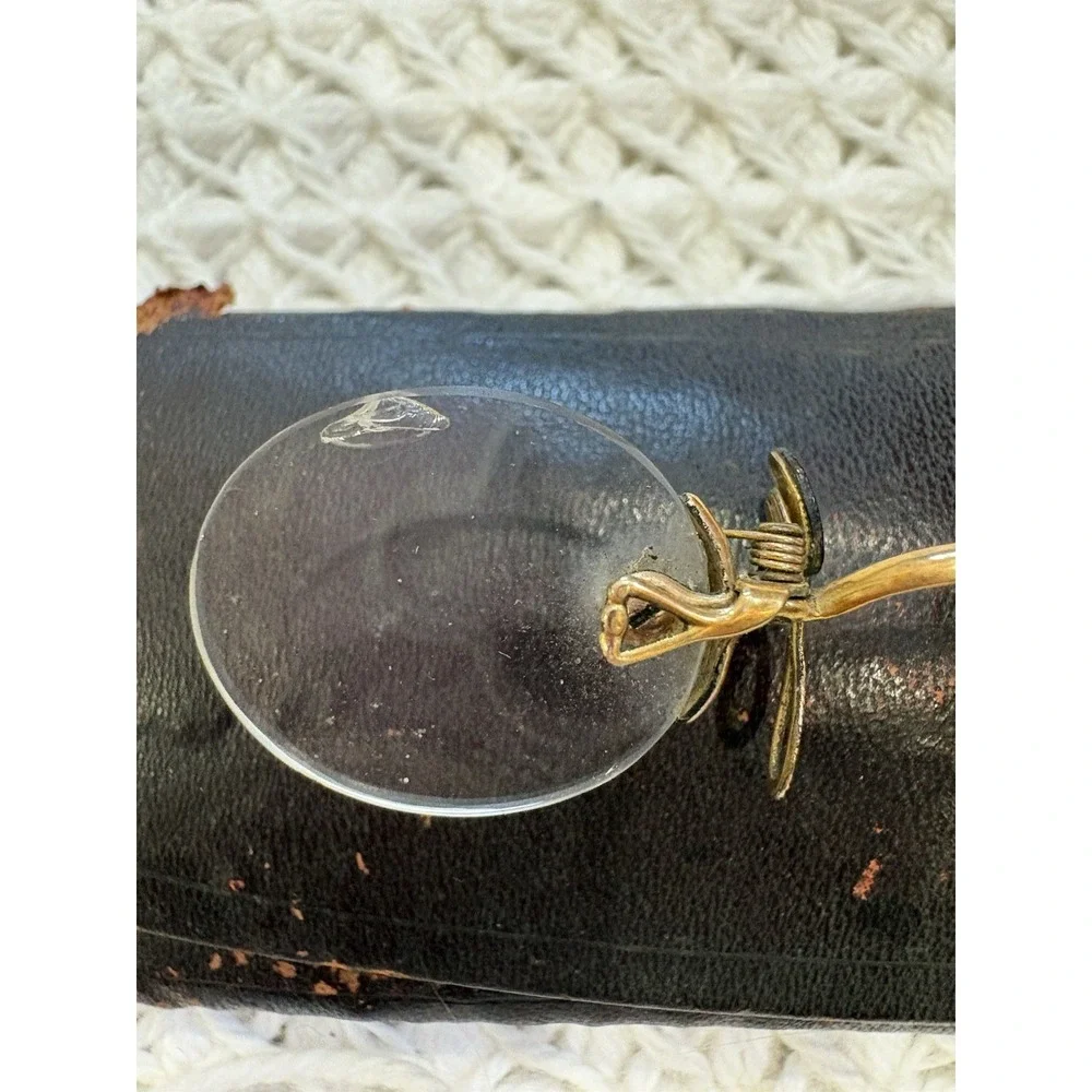 Antique No Frame Invisible Ladies Dainty Glasses Spectacles Case 12k Rolled Gold